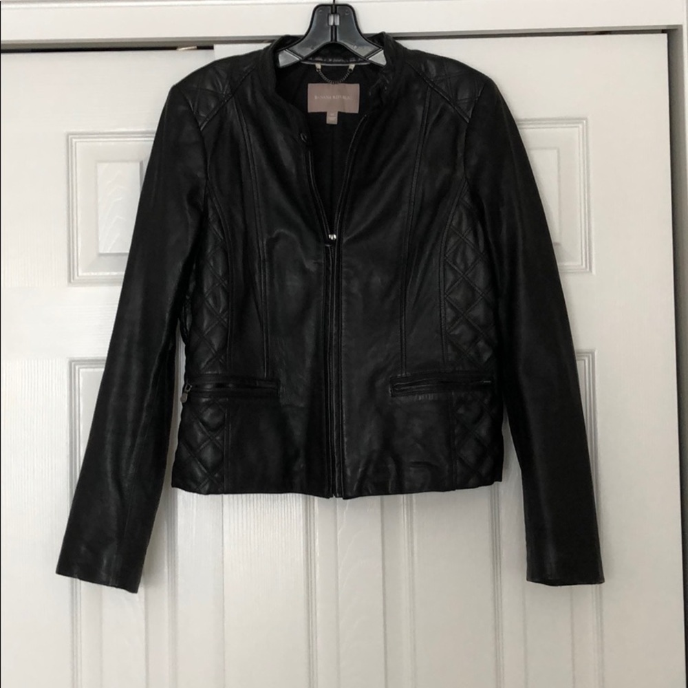 Banana republic genuine leather bomber jacket